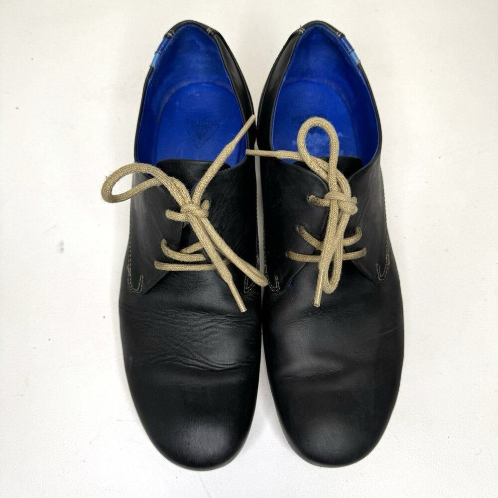 John Fluevog Deep Blue Navy Leather Lace-Up Ocford with Blue Lining - Picture 3 of 10